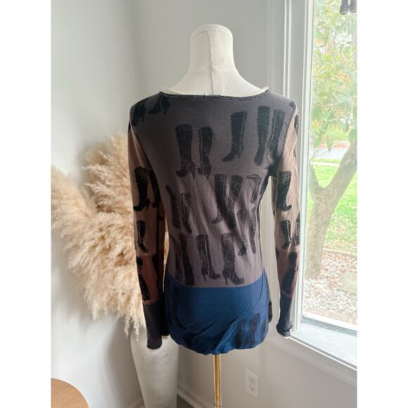 Nic + Zoe These Boots Sweater Size Small Reversible Jacquard Western - Picture 13 of 15